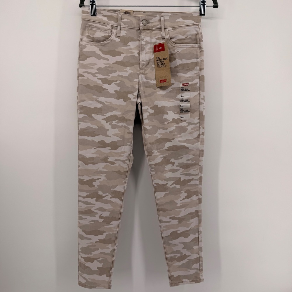 Levi's Jeans Womens 4 W27 Tan 720 High Rise Super Skinny Cropped Camo Sculpt